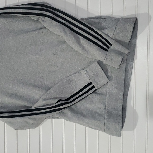 Adidas Hoodie Gray Black Three Stripe Large - Picture 4 of 10